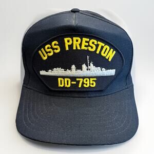 Vintage Eagle Crest Navy USS Preston DD-795 Patch Adjustable SnapBack Hat USA